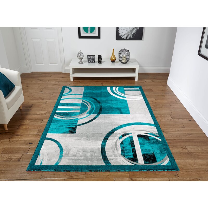 Orren Ellis Lily Turquoise/Grey Area Rug & Reviews | Wayfair.ca